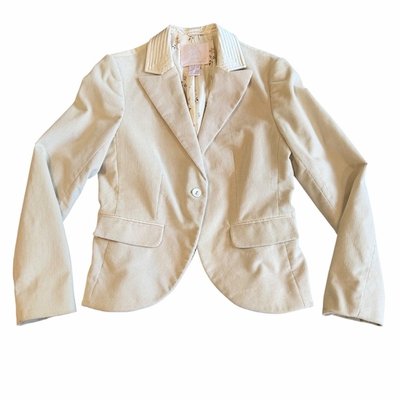 Rebecca Taylor Jackets & Blazers - Rebecca Taylor Cream Corduroy Blazer Jacket Floral Lining Tailored Sz 8
